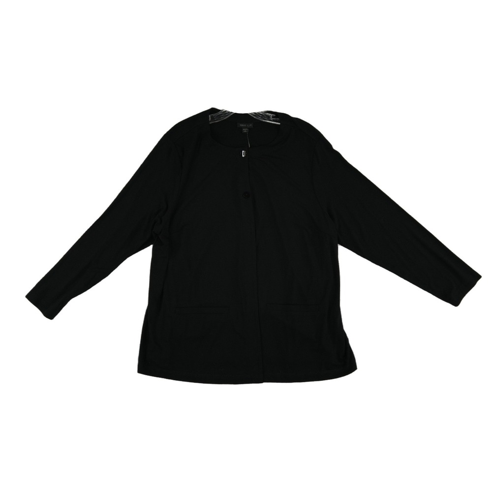 New J. Jill Wearever Blazer Jacket Women's Size 2X Black Single Button Pockets - Picture 2 of 6